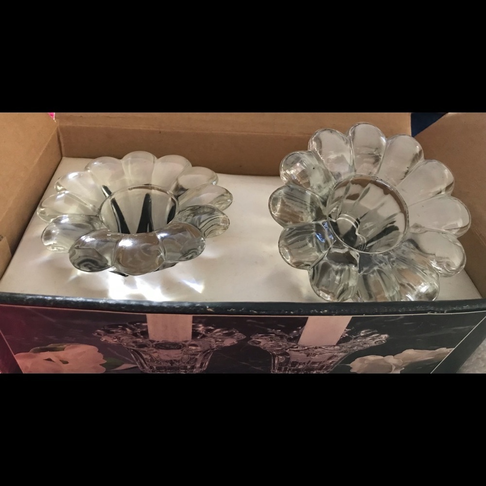 Forever Crystal Candle Holders for Taper Candles or Votives ~ Boxed Set of Two